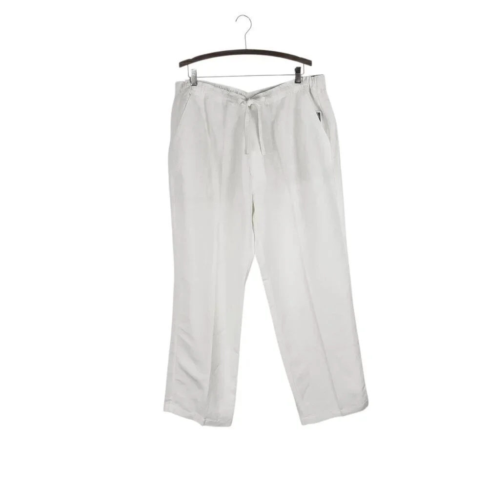 Cubavera Linen Blend Pants White Drawstring Casual NWT Mens Size XXL